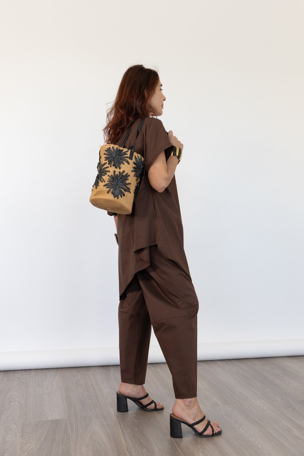 Blusa Oversize in Cotone Stretch - Cioccolato