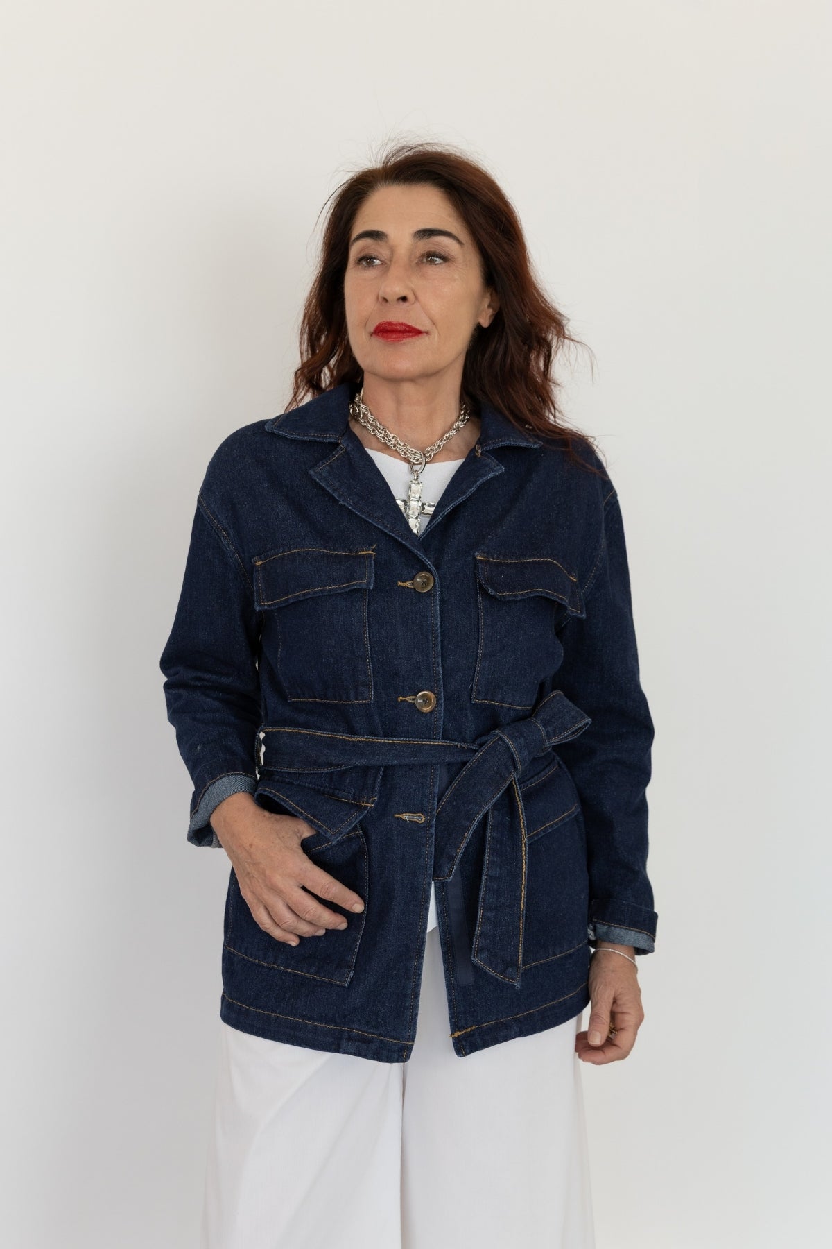 Sahariana in Denim con Passamaneria