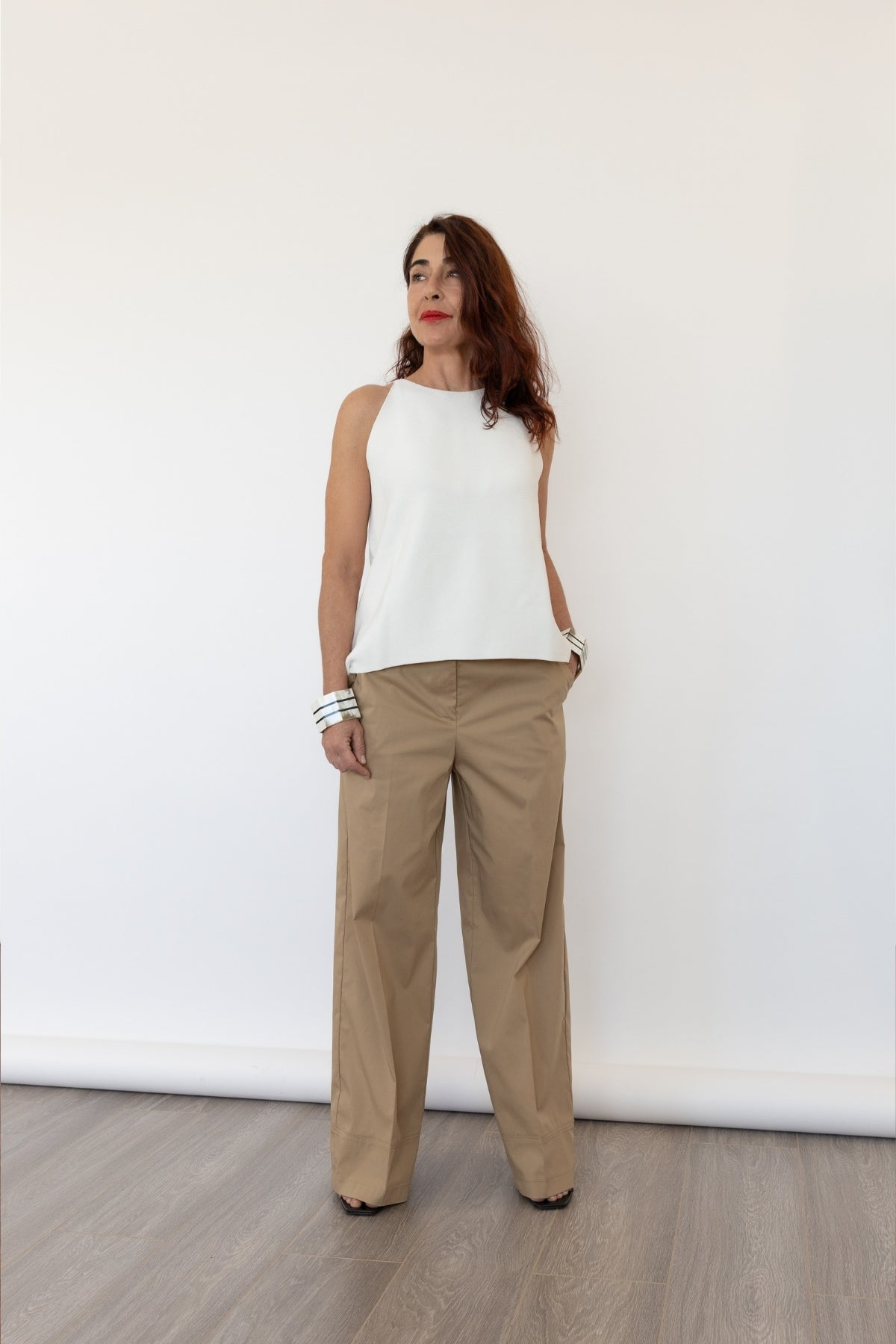 Abisize Pantaloni Dritti in Cotone Stretch