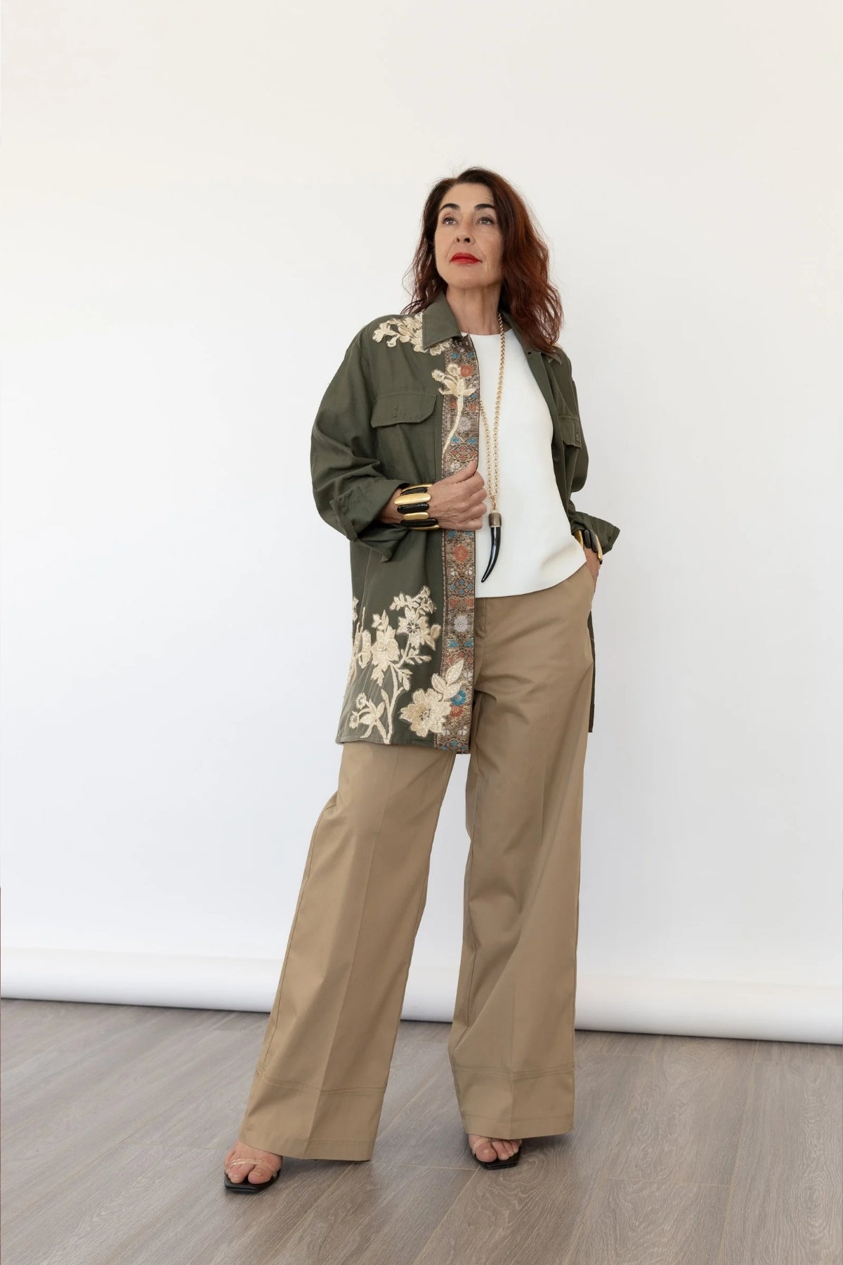 Abisize Pantaloni Dritti in Cotone Stretch