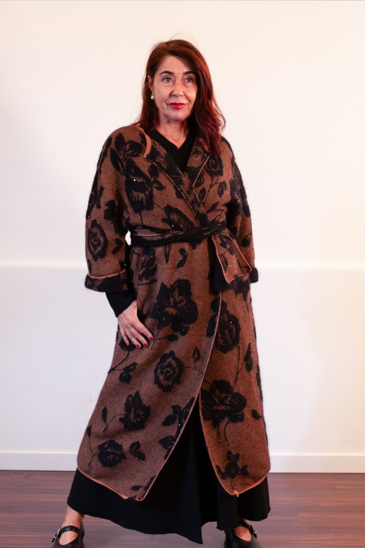 CAPPOTTO IN MOHAIR CON ROSE JACQUARD MATTHEW LIVIANA CONTI L5WG69