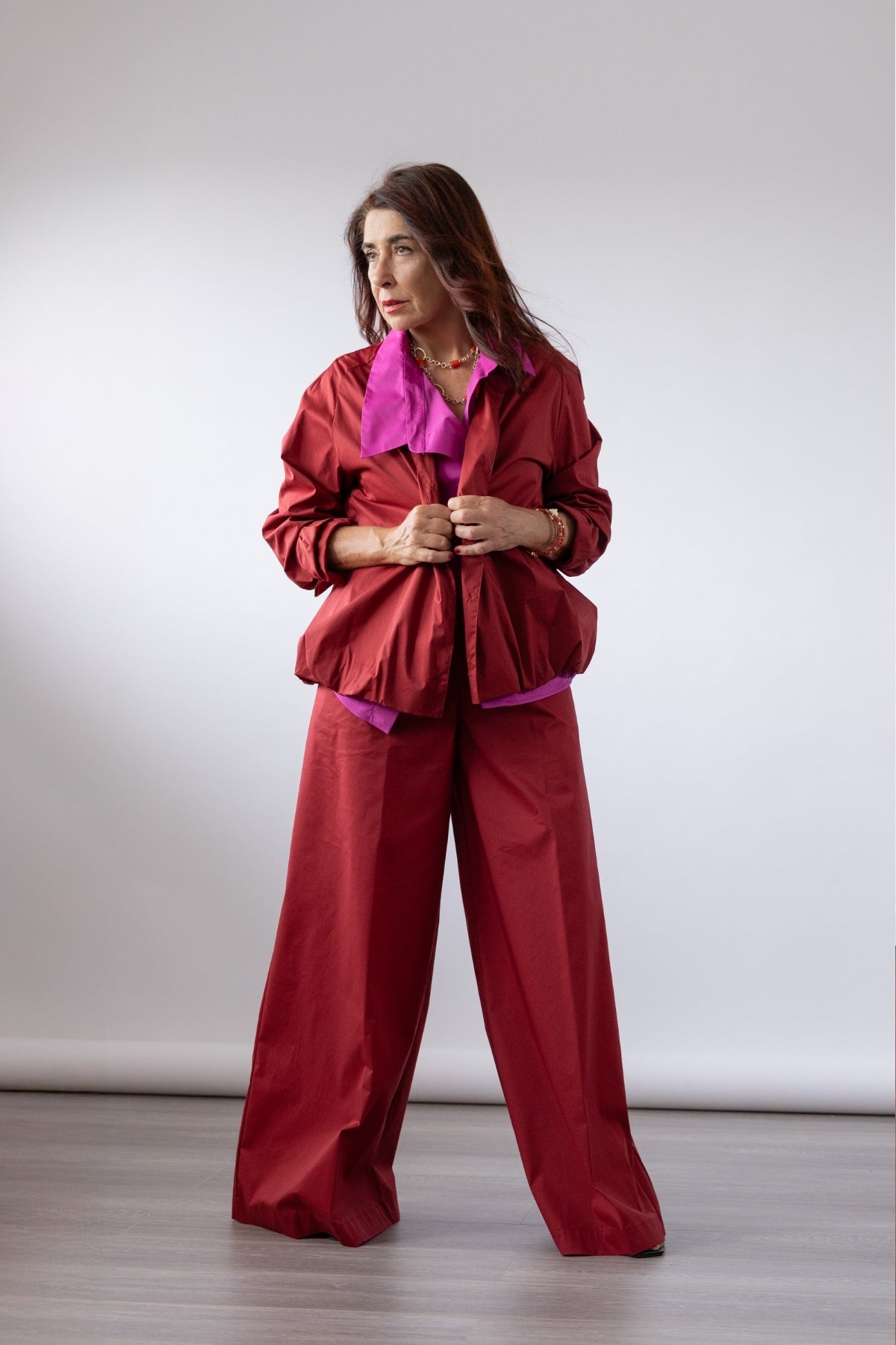 Lightweight Stretch Poplin Shirt Jacket Liviana Conti
