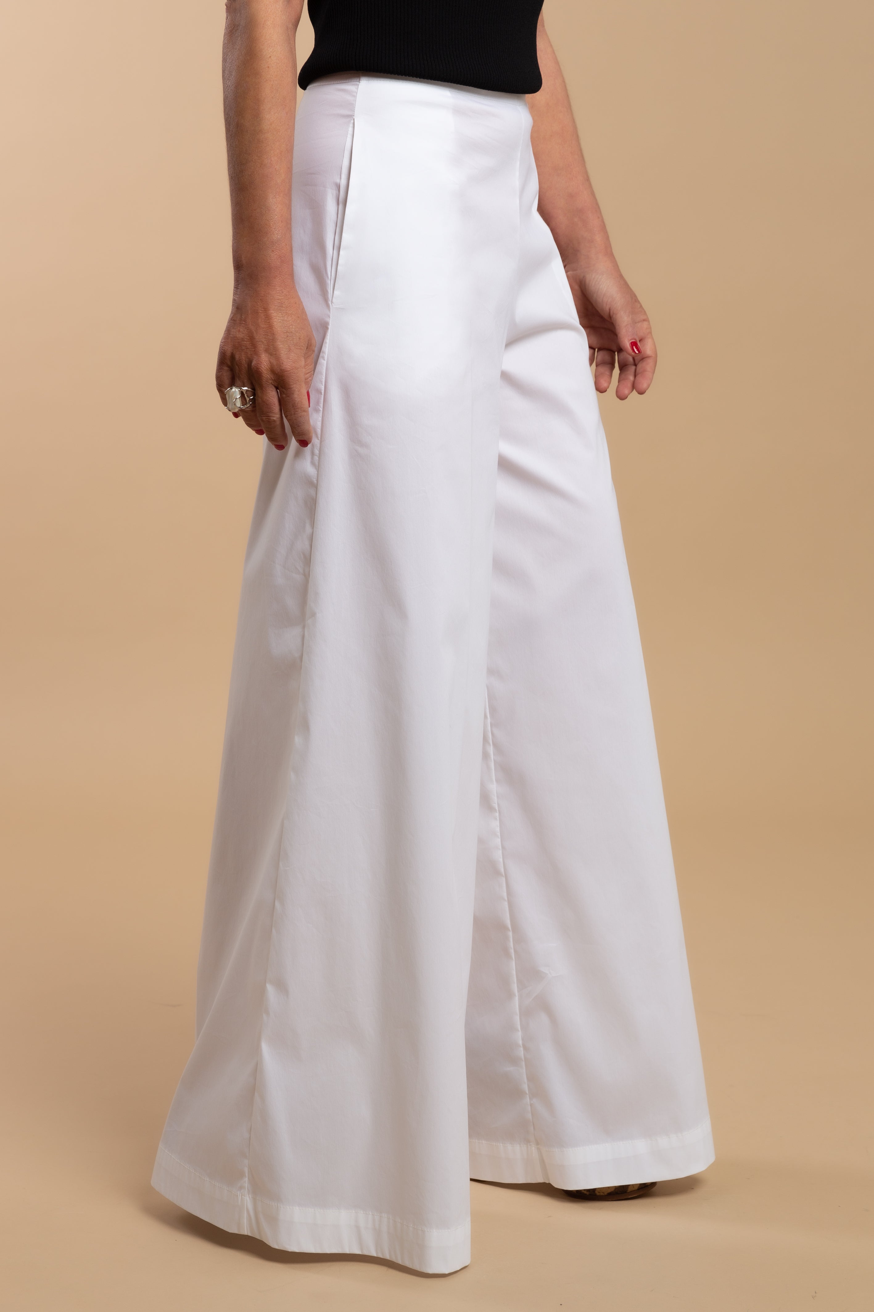 Pantalone Palazzo Donna in Popeline Stretch