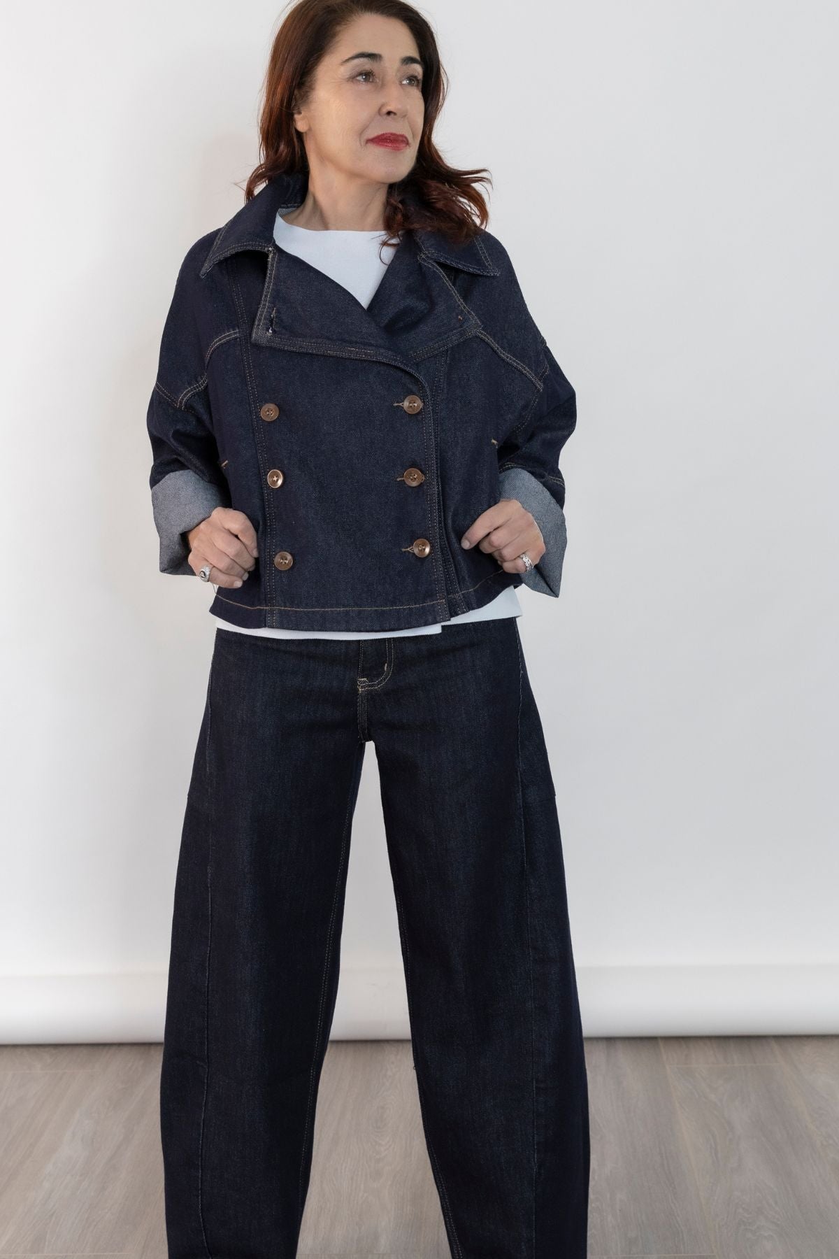 Giacca Doppiopetto Denim Scuro GNGB