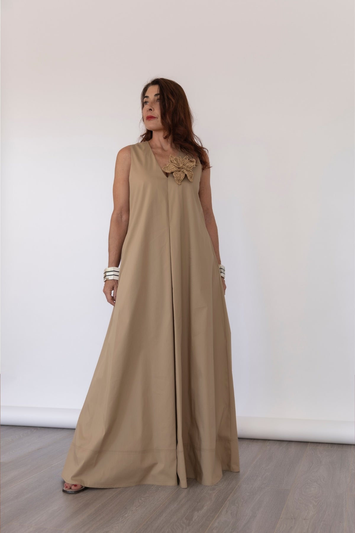 Abisize Abito Smanicato Lungo Cotone Stretch
