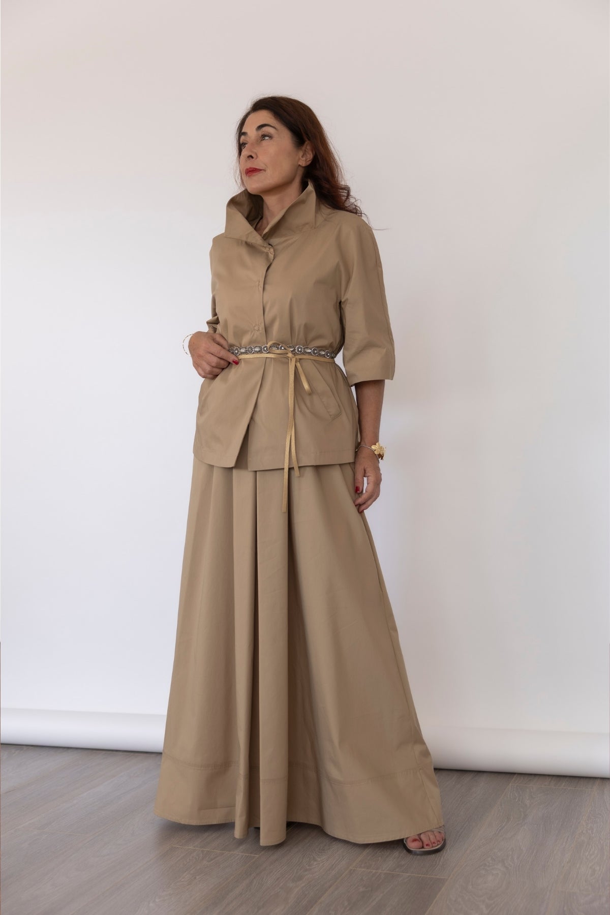 Abisize Abito Smanicato Lungo Cotone Stretch