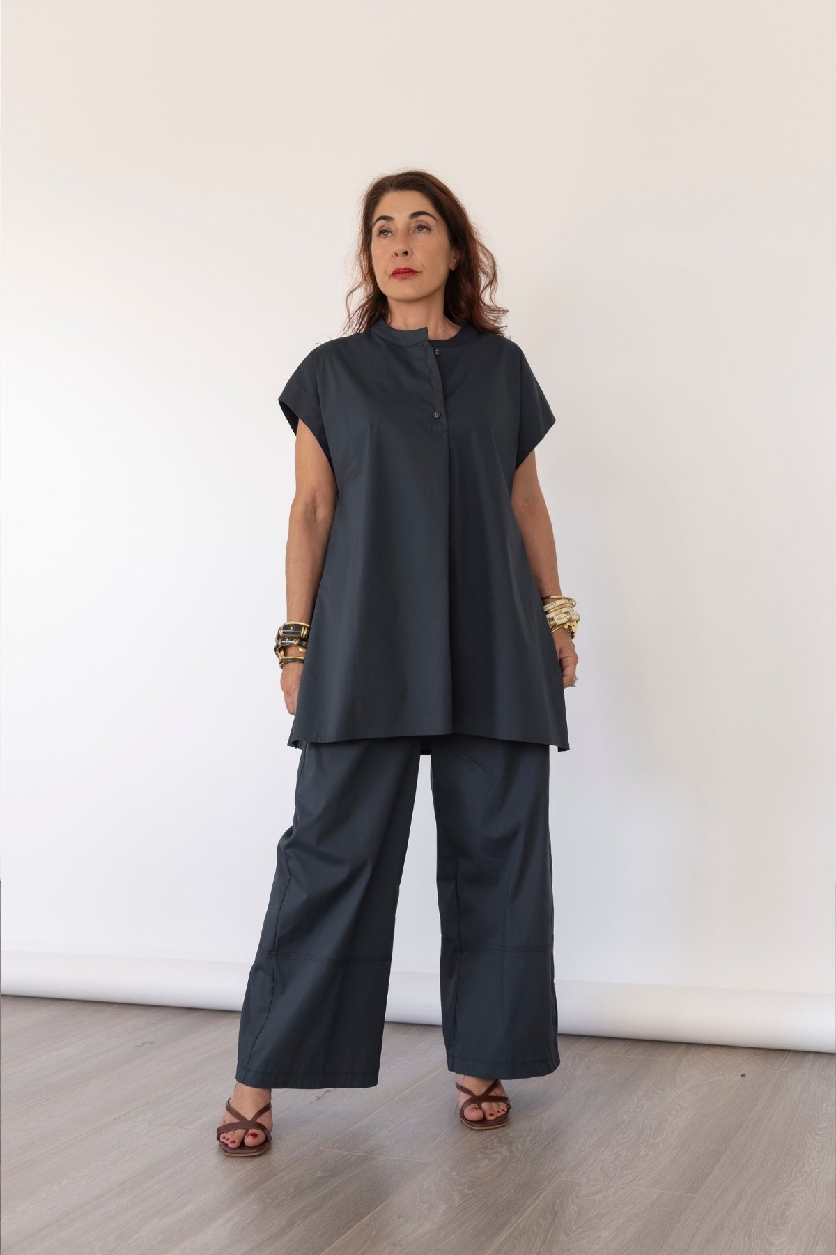 Jurere Camicia Lunga Coreana Cotone Stretch