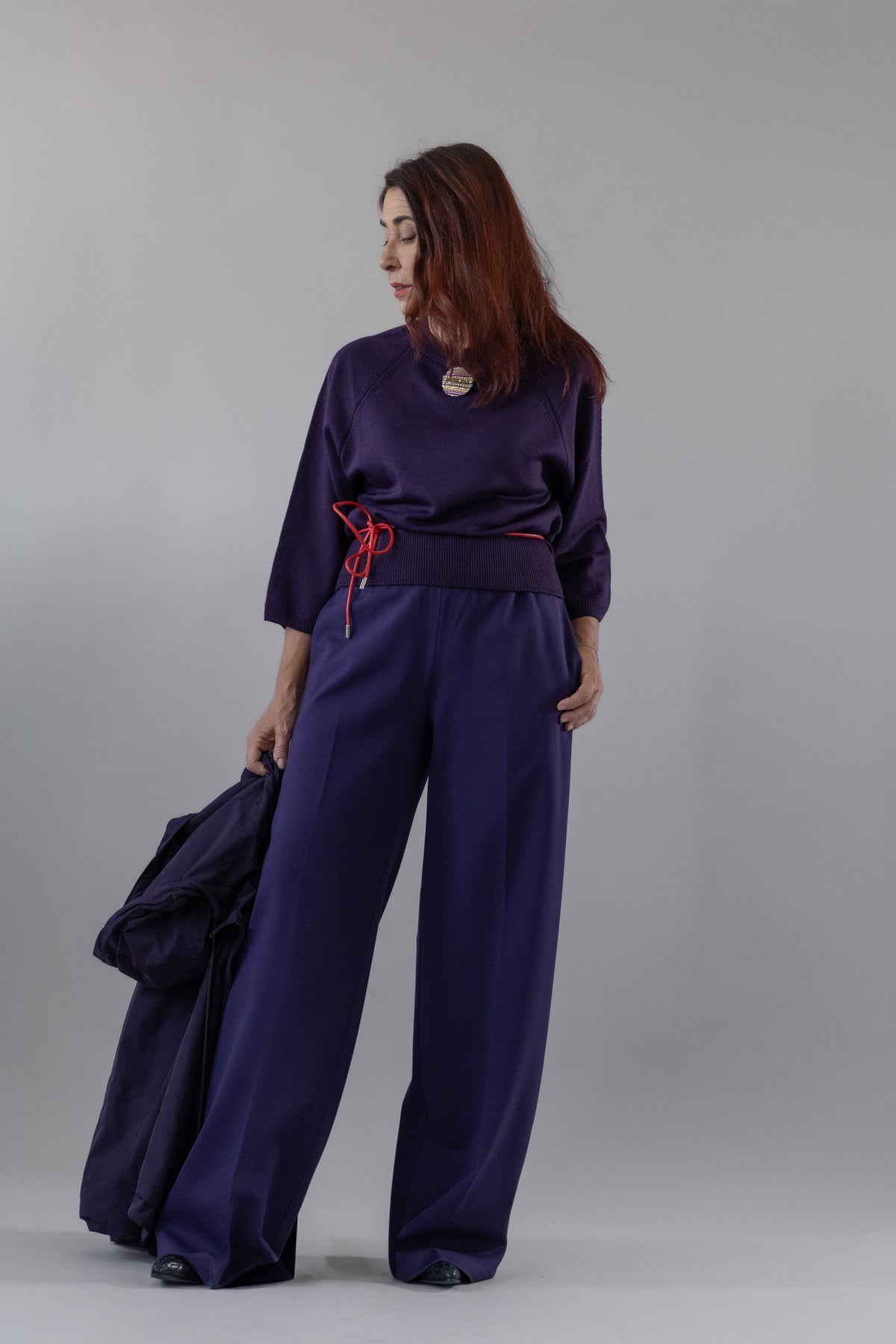 Pantaloni Larghi Punto Milano Stretch — Liviana Conti