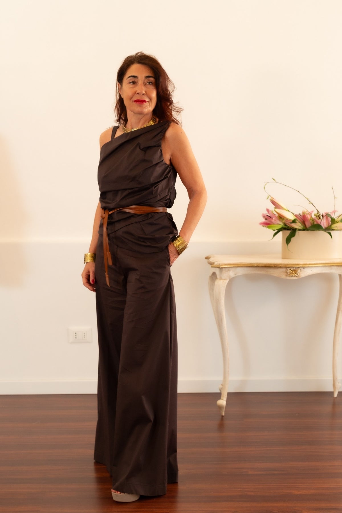 Pantalone Palazzo Donna in Popeline Stretch — Liviana Conti