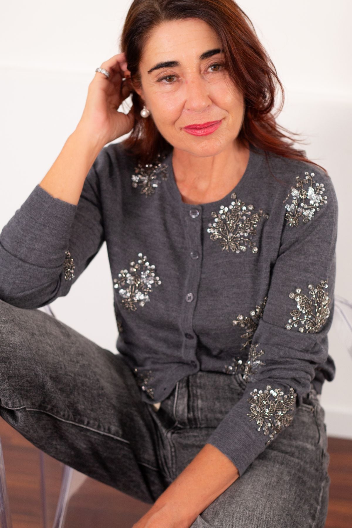 CARDIGAN RICAMATO JOLENE F5WG92 LIVIANA CONTI