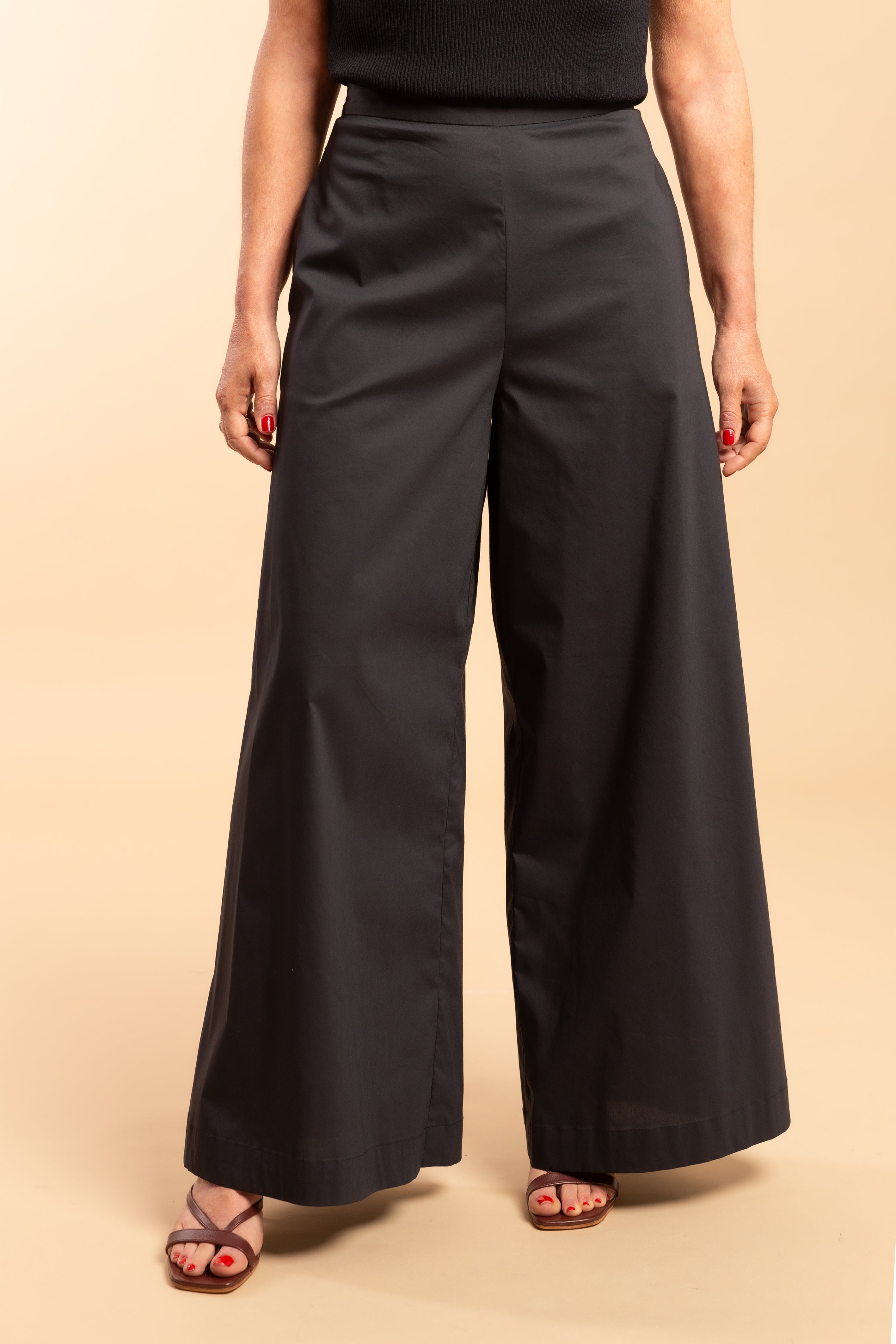 PANTALONE PALAZZO COTONE STRETCH ILARIA LIVIANA CONTI L6SR30